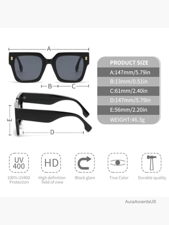 Oversized Square Sunglasses UV400 Protection Lightweight Scratch Resistant main image 7